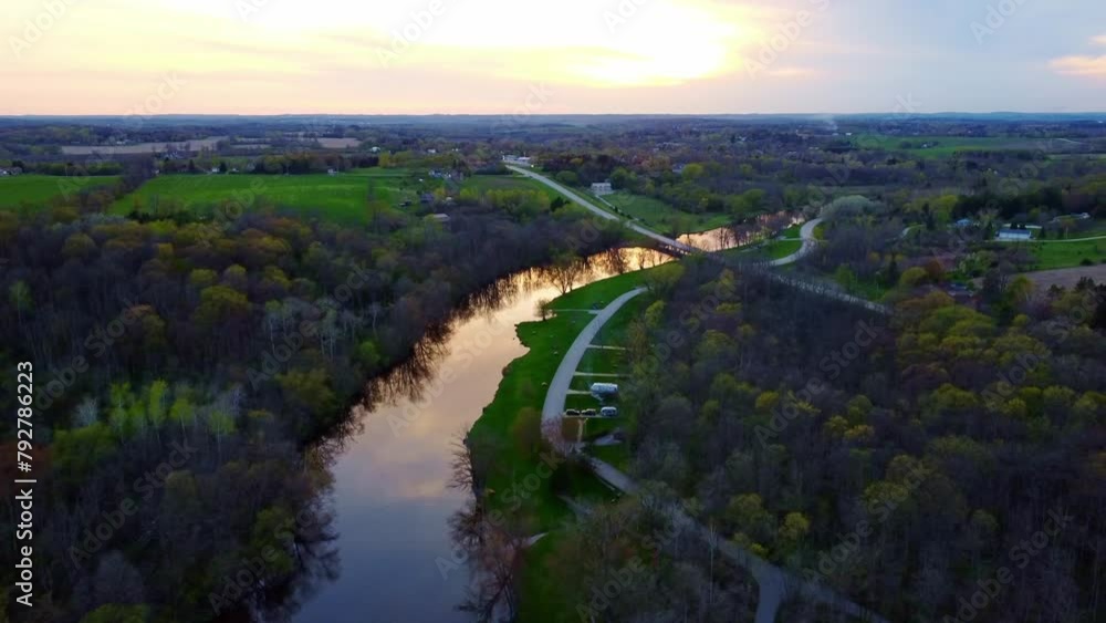 aerial flyover of a river in the countryside (Wisconsin) aerial flyover of a river in the countryside (Wisconsin)