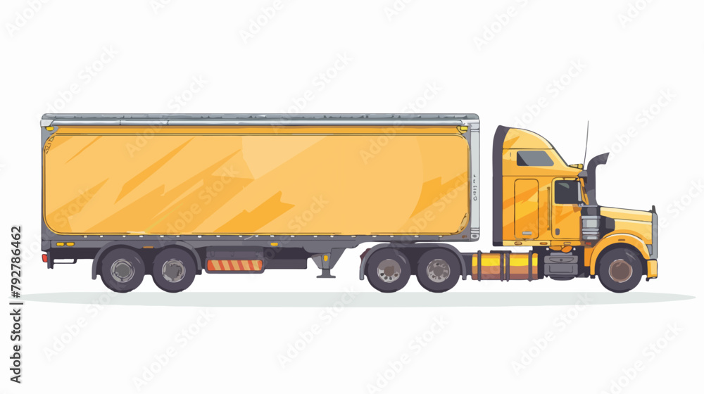 Big truck with trailer. Vector flat illustration. Han