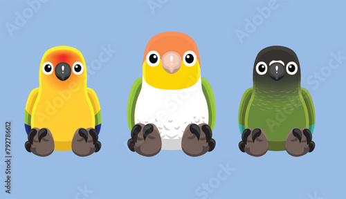 Doll Parrot Conure Caique Animal Cute Cartoon Vector Illustration © bullet_chained
