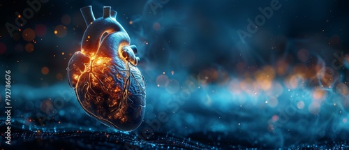 A 3D illustration of the human internal organs - the heart.