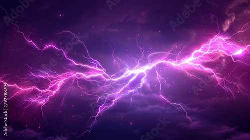 A realistic 3D modern impulse illustration of lightning strikes and thunderclouds. Meteorology thunderbolt realistic 3d modern impulse on a transparent background.