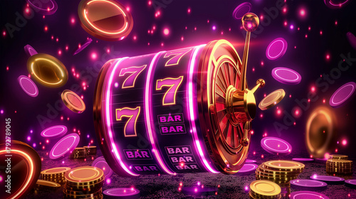 Casino slot wheel with winning jackpot isolation background  Illustration.