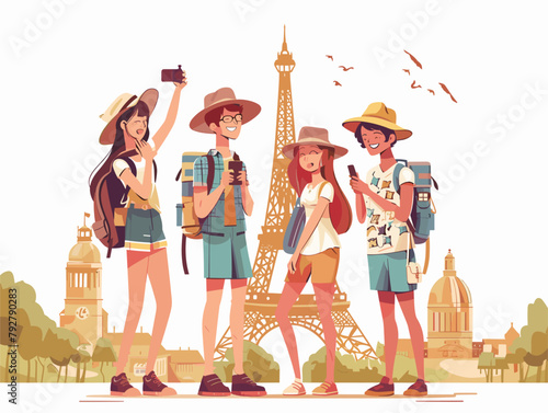 City Exploration: Tourists Capture Moments and Embrace New Cultures