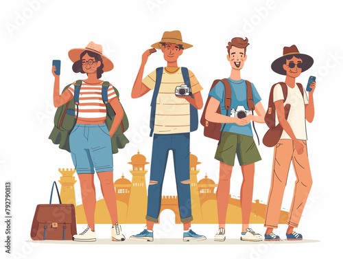 City Exploration: Tourists Capture Moments and Embrace New Cultures