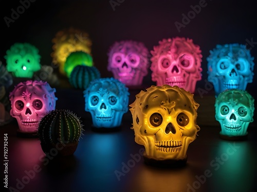 human skull light glow 