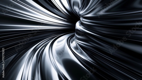 Fototapeta Naklejka Na Ścianę i Meble -  Abstract black and silver lines tunnel