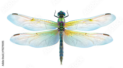  Beautiful dragonfly isolated on a white background © RAFI
