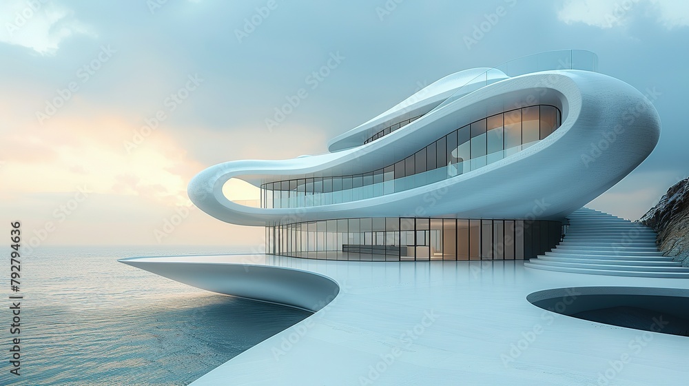 Futuristic Facade: Modern White Architecture Futuristic Facade: Modern White Architecture