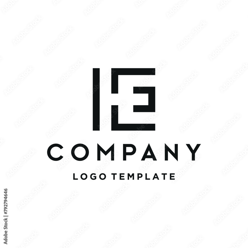 Initial Letter HE E H EH Monogram with Simple Square Shape Geometric Line Art Logo Design Initial Letter HE E H EH Monogram with Simple Square Shape Geometric Line Art Logo Design