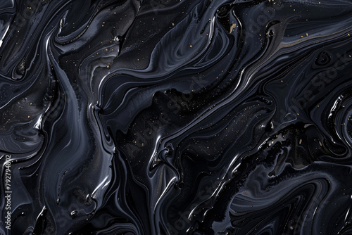Midnight black alcohol ink swirls with a glossy marble finish in full ultra high definition photo