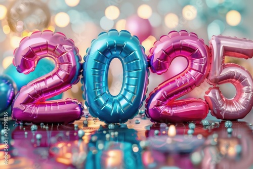 Colorful 2023 Balloon Numbers Celebration with Sparkling Background © dashtik
