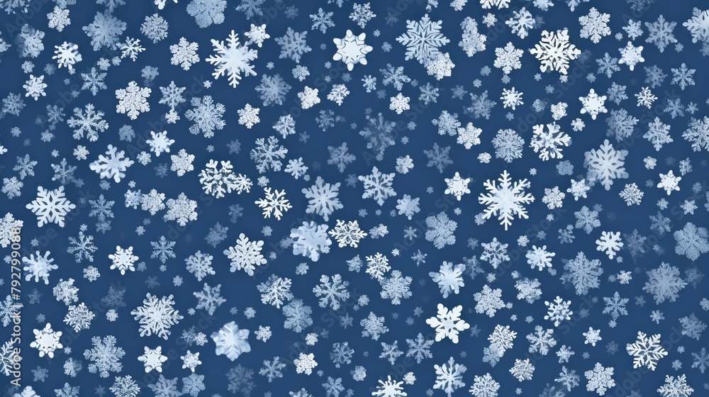 White snowflake seamless pattern on blue background. White snowflake seamless pattern on blue background.