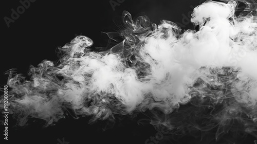 Cloud of white smoke on a black background closeup