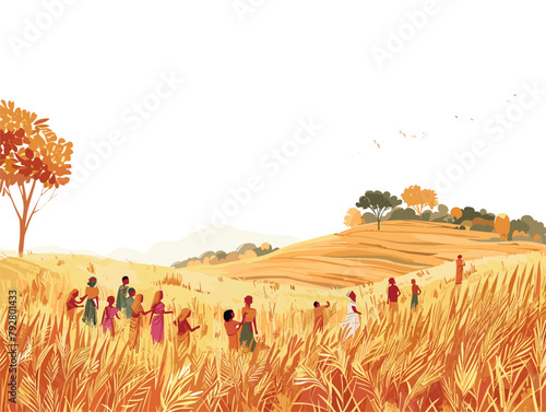 Indian Villagers' Labor: Preserving an Agricultural Legacy Through Collaborative Rice Harvesting
