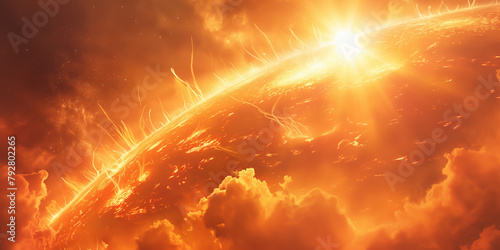 Close-up view of the sun's surface ,solar phenomenon ,sun light, global warming,