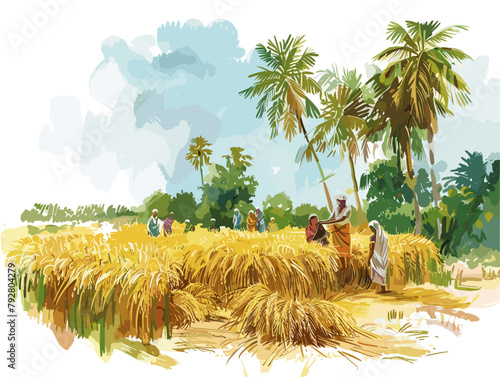 Indian Villagers' Labor: Preserving an Agricultural Legacy Through Collaborative Rice Harvesting