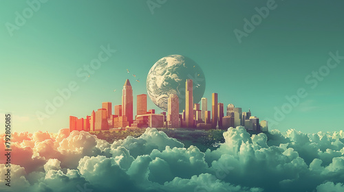AI directs earth engineering tackling global warming through subtle effective adjustments portrayed. Generative ai. photo