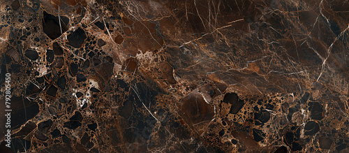 Rich espresso brown marble with dark brown and black veins, evoking the richness and depth of freshly brewed coffee photo