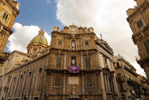 Quattro Canti square in Palermo in Sicily photo