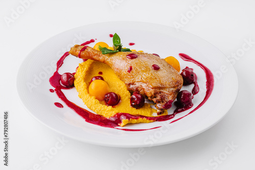 Gourmet duck confit with berry sauce