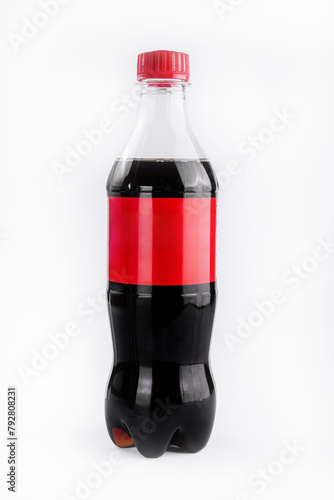 Plastic soda bottle on white background
