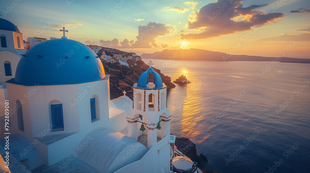 Church Agitos Nikolaos Santorini island Greece.  - obrazy, fototapety, plakaty 