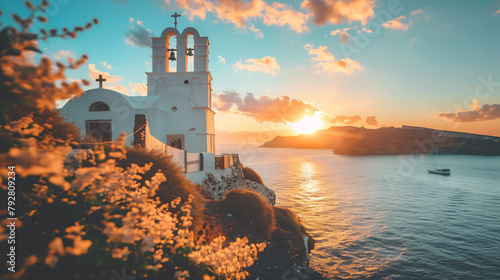 Church Agitos Nikolaos Santorini island Greece.  photo