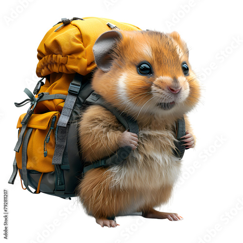 A 3D animated cartoon render of a lemming guiding lost hikers to a safe path. photo