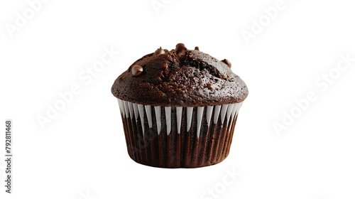  An isolated chocolate muffin on a white background