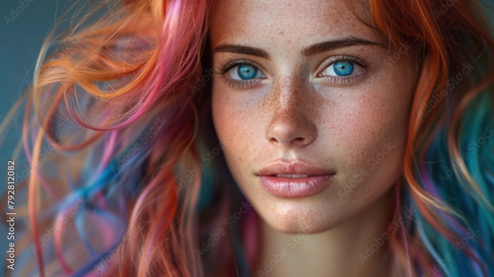 Fototapeta premium women with dyed colorful hair