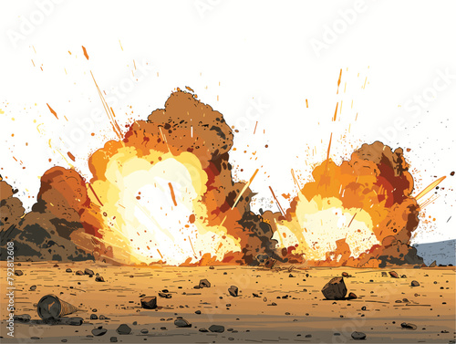 Devastation's Fury: A War Zone Engulfed in Chaos and Destruction