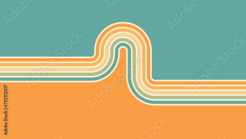 Abstract background of rainbow groovy Wavy Line design in 1970s Hippie Retro style. Vector pattern ready to use for cloth, textile, wrap and other.