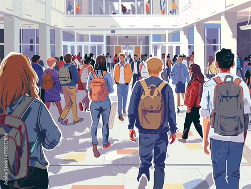 College Campus Life: Students Immersed in a Hub of Academic Pursuit and Social Connections