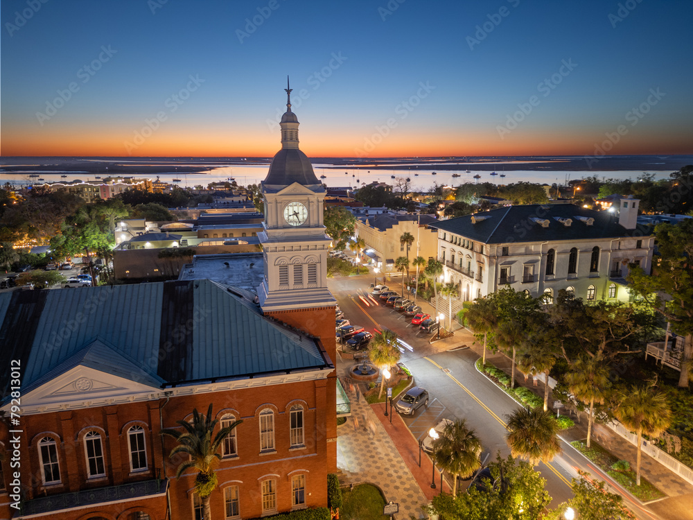 Naklejka premium Fernandina Beach, Florida, USA Downtown Cityscape
