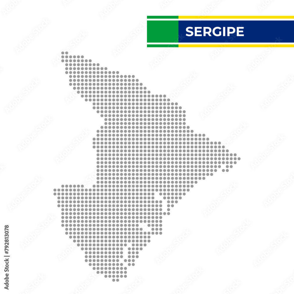 Dotted map of the State of Sergipe in Brazil