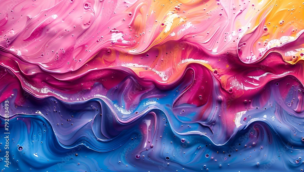 Vibrant Swirling Acrylic Paint Creates Abstract Energy - obrazy, fototapety, plakaty 