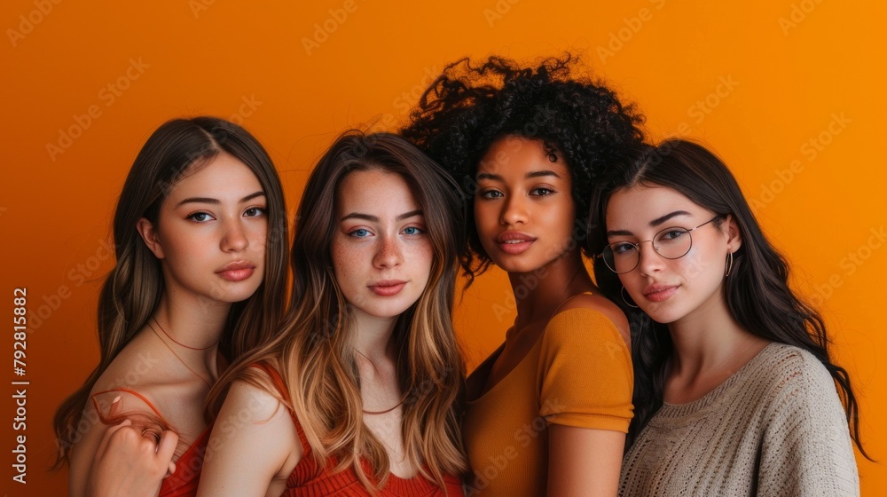 Obraz premium Four women with different hair types
