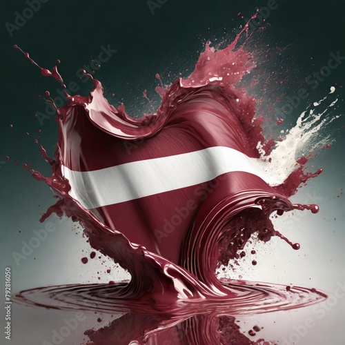 Latvia flag paint liquid explosion on isolated background , generated by AI