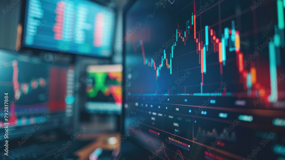 Close-Up of Stock Market Trading Platform Charts on Screen Close-Up of Stock Market Trading Platform Charts on Screen