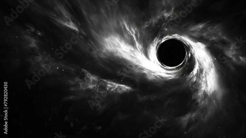 Black and white photography of the Supermassive Black Hole, dark. Science concept background