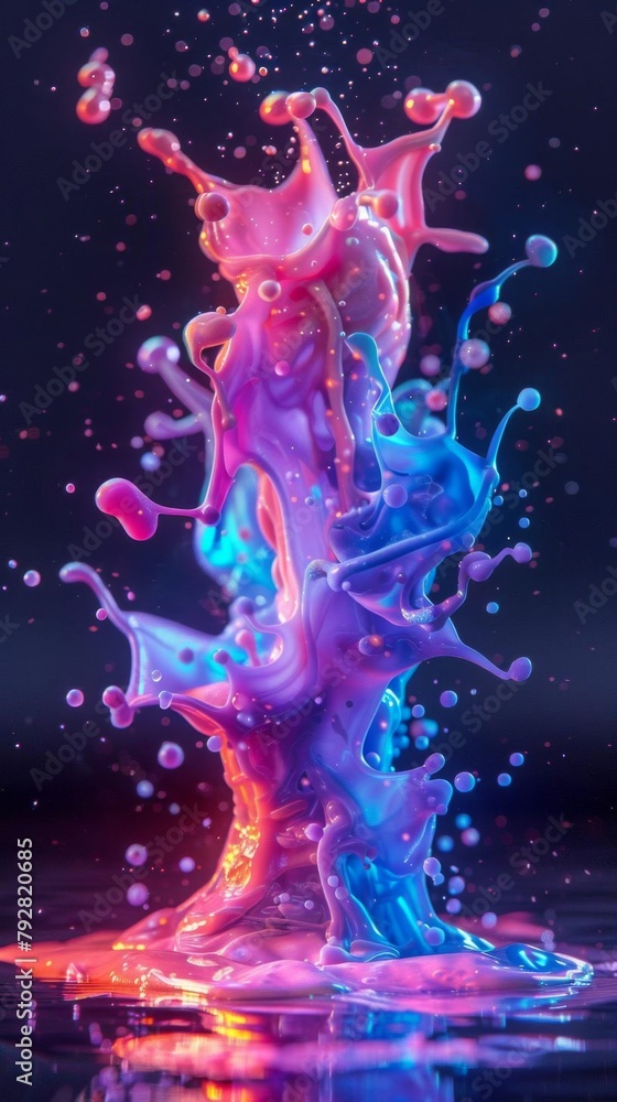 A commercial set for a neon slime product, where models toss and catch vibrant, glowing slime against a dark backdrop, emphasizing the products appeal through dynamic and playful imagery A commercial set for a neon slime product, where models toss and catch vibrant, glowing slime against a dark backdrop, emphasizing the products appeal through dynamic and playful imagery