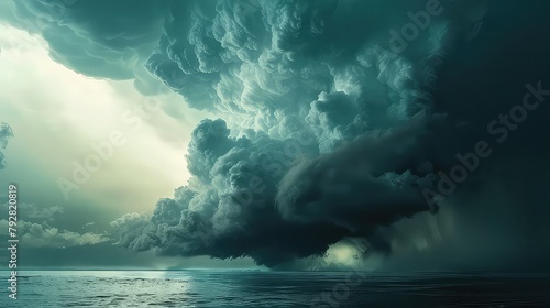 A storm cloud looming on the horizon, symbolizing the brewing tempest of inner turmoil. photo
