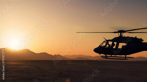 helicopter at sunset