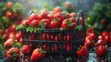 Shopping basket with fresh food. Grocery supermarket, food and eats online buying and delivery concept