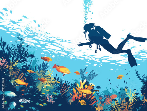 Scuba Diver's Underwater Adventure: Encounter in the Mediterranean Sea