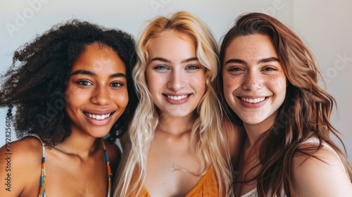 Three young women with different hair colors