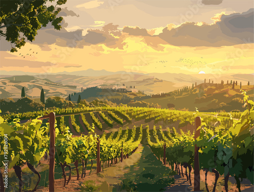 Summer Serenity in an Italian Vineyard: An Animated Adventure