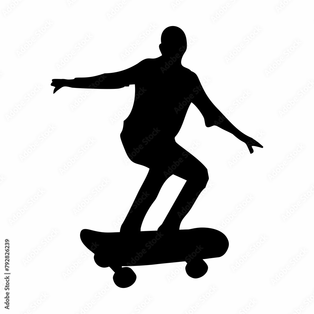 black illustration silhouette of a person playing skateboarding black illustration silhouette of a person playing skateboarding