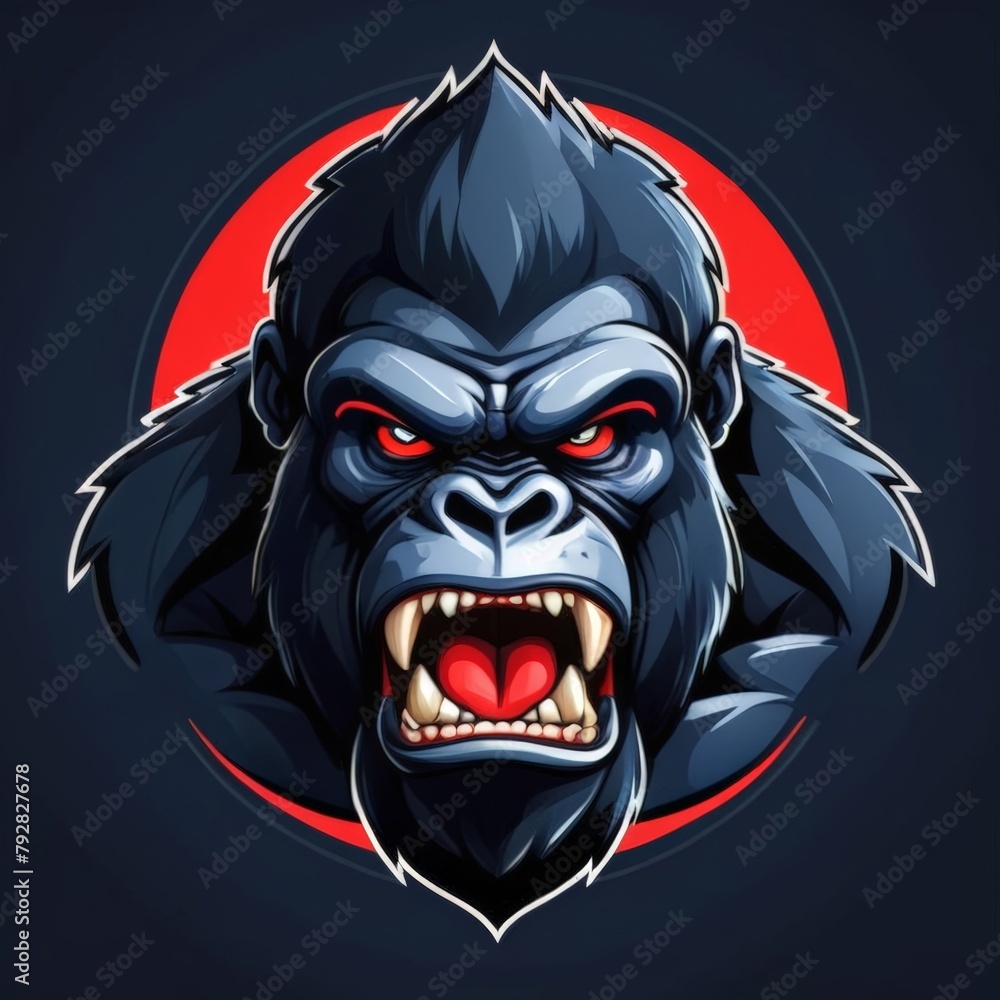 Fierce Expression King Kong Mascot Logo, Featuring Strength in Every Tooth and Determined Eyes Fierce Expression King Kong Mascot Logo, Featuring Strength in Every Tooth and Determined Eyes