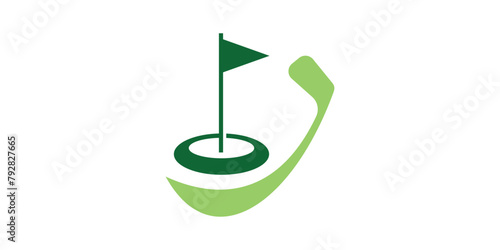 creative logo design for golf sport, sport, flag, swing, logo design template icon, vector, symbol, creative idea.